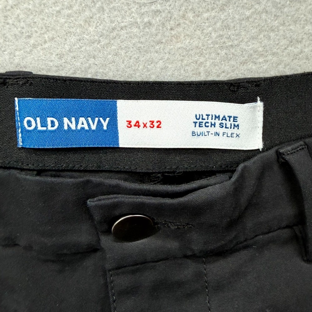 Old Navy Ultimate Tech Slim Pants Men 34x32 Black Golf Built-In Flex Straight - Picture 11 of 13